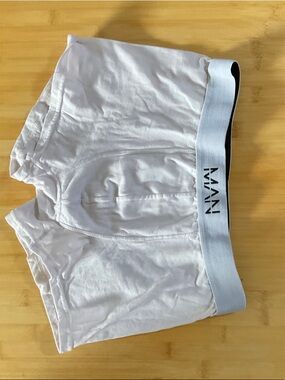 Men's White Cotton Boxer Briefs with Branded Waistband